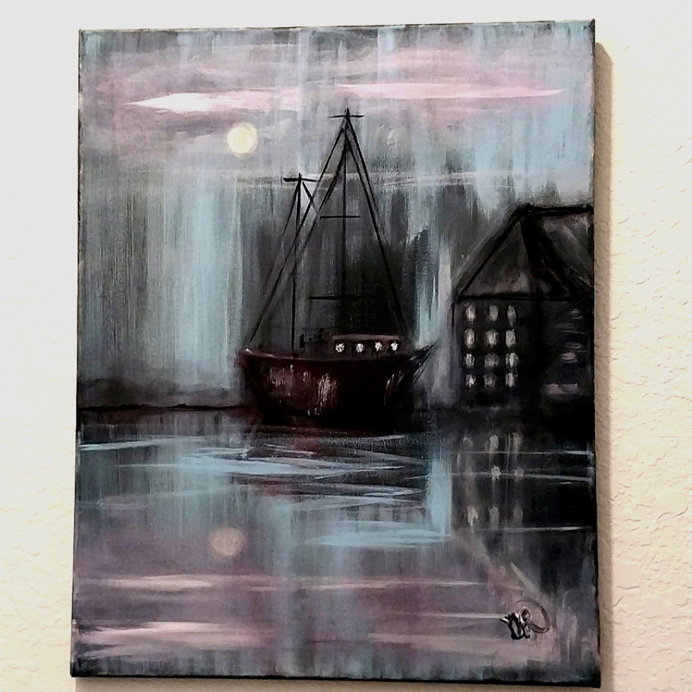 Original Acrylic 16 x 20 Canvas Painting...The Dock.
